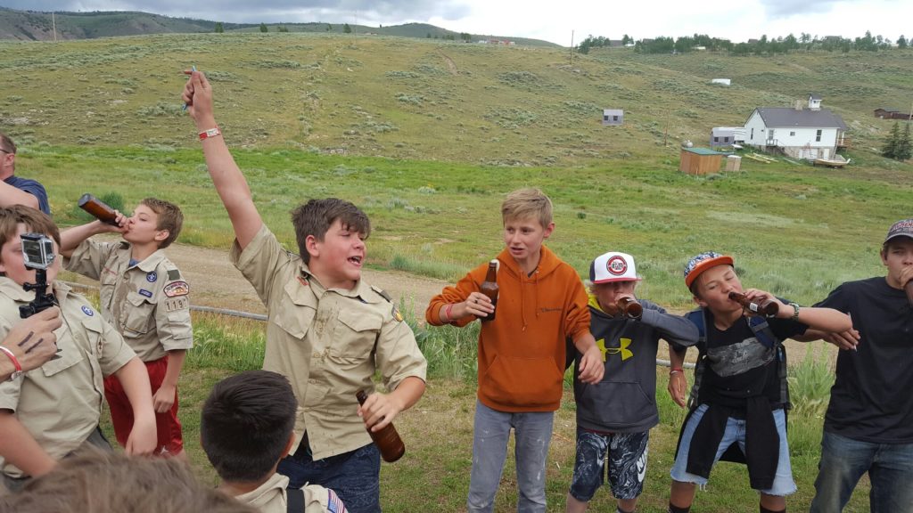 Isaac wins the rootbeer chug.